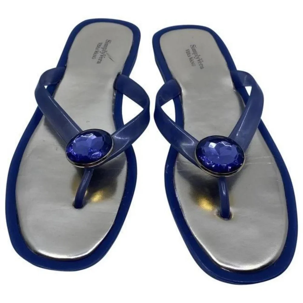 Simply Vera Vera Wang Blue Gold Sandals Size Us - Picture 1 of 7